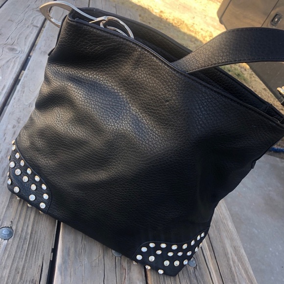 Handbags - Rhinestone Accented Shoulder Bag